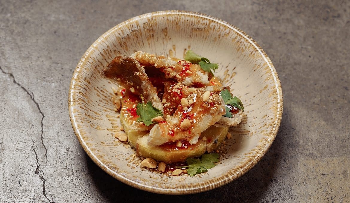 Хрустящие баклажаны/ вешенки/ кисло-сладкий соус